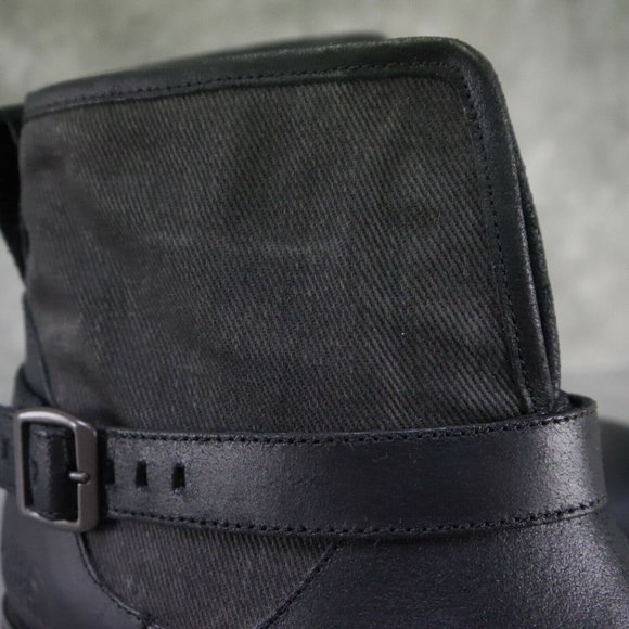 North Face BLACK/GRY Leather & Canvas BALLARD II PULL ON Ankle Boots Size 9 ANB - Picture 5 of 12